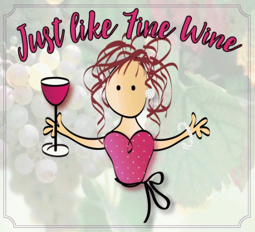 Happy Birthday Wine Cartoon Girl GIF