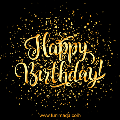 Happy Birthday with Gold Confetti