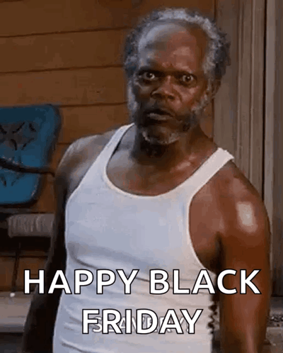 Happy Black Friday Man Glaring GIF