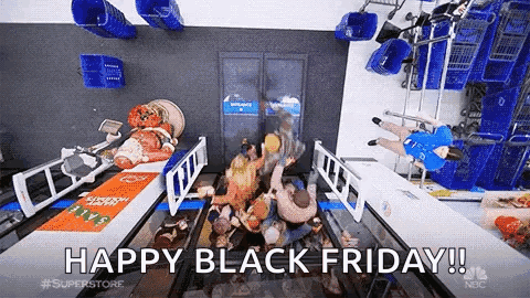 Happy Black Friday People Entering A Store GIF
