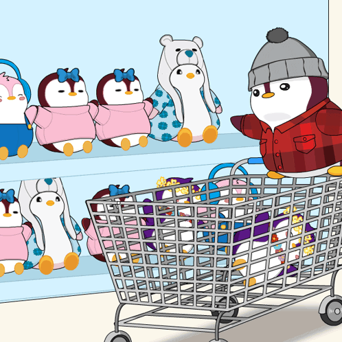 Happy Black Friday Pudgy Penguin Getting Stuffed Toys GIF