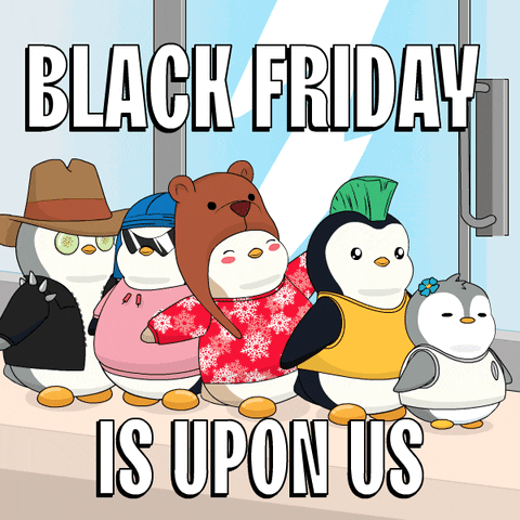 Happy Black Friday Pudgy Penguins In Line GIF