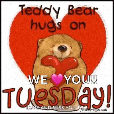 Happy Blessed Tuesday Teddy Bear Hugs GIF