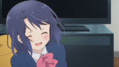 Happy Blue-haired Anime Girl GIF