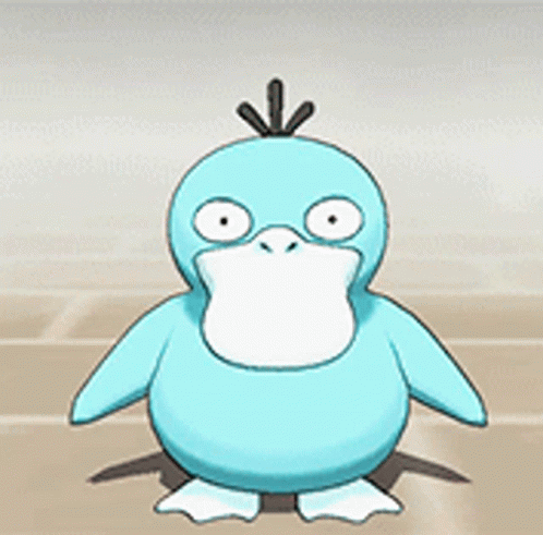 Happy Blue Psyduck Waving Hands GIF