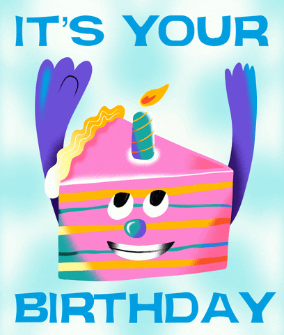 Happy Blue Sticker Written It's Your Birthday GIF