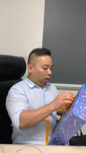 Happy Boss Day Opening A Gift GIF