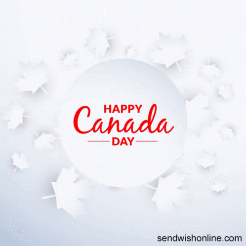 Happy Canada Day Card with Maple Leaves