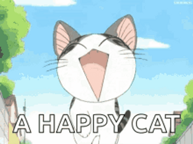 Happy Cat Anime Big Smile GIF