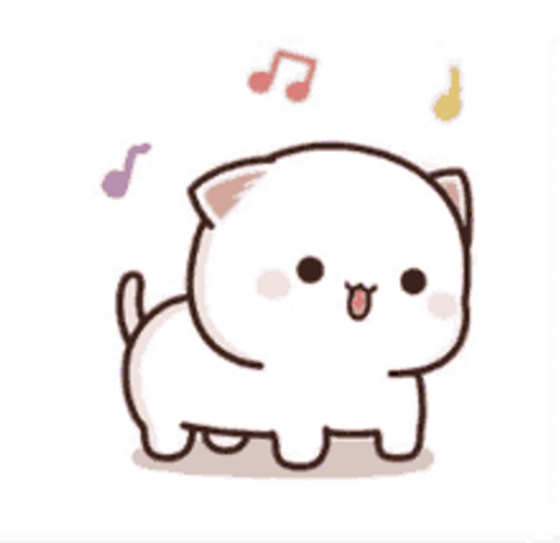 Happy Cat Peach Music Vibing GIF