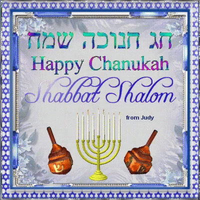 Happy Chanukah Shabbat Shalom Greeting Card From Judy