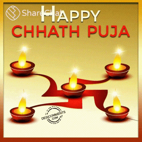 Happy Chhath Puja Greeting Card with Candles
