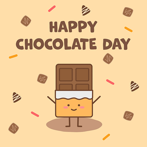 Happy Chocolate Day Greeting Card With Cartoon Character