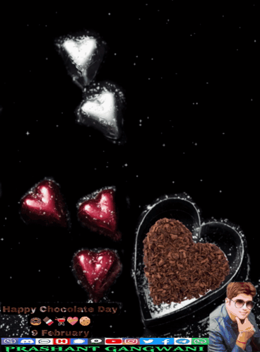 Happy Chocolate Day Man with Heart Shaped Box