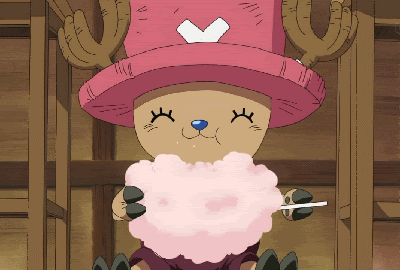 Happy Chopper Enjoying Cotton Candy GIF