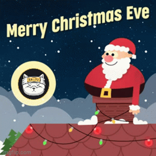 Happy Christmas Eve Cartoon Santa Waving GIF