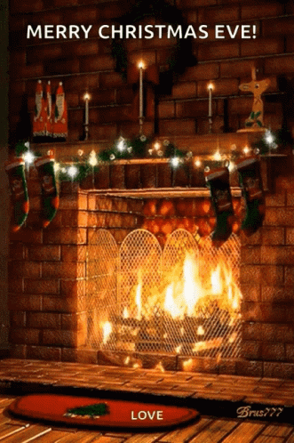 Happy Christmas Eve Cozy Fireplace GIF