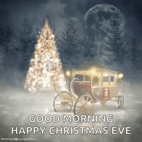 Happy Christmas Eve Glittery Golden Sleigh GIF