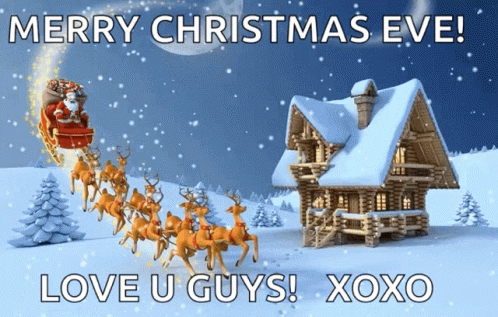 Happy Christmas Eve Winter Cabin GIF
