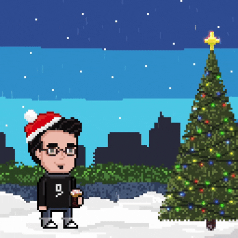 Happy Christmas Eve Young Boy Pixel Art GIF