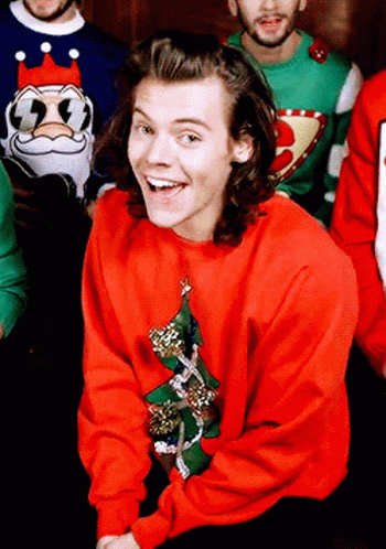 Happy Christmas Harry Styles Red Sweater GIF