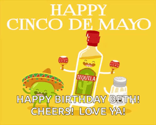 Happy Cinco de Mayo Card with Tequila and Maracas