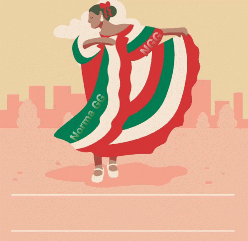 Happy Cinco De Mayo Poster With Woman In Red White Green Dress GIF