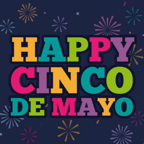 Happy Cinco de Mayo Sign with Fireworks