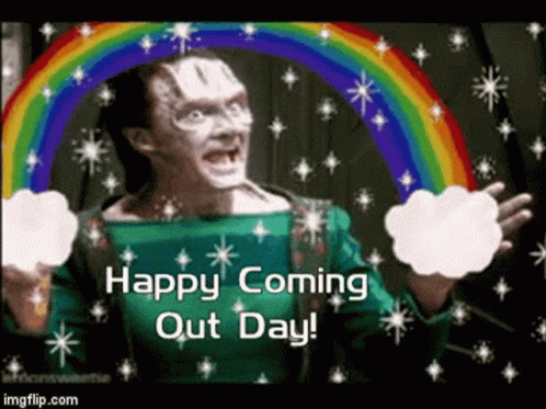 Happy Coming Out Day Greeting Card Rainbow Clouds GIF