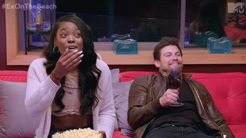 Happy Couple Popcorn Ready GIF