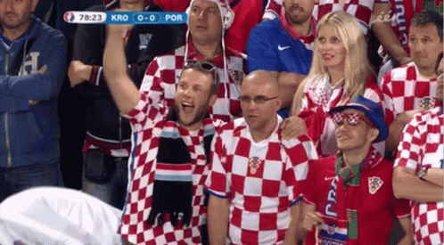 Happy Croatia Fans Cheering GIF