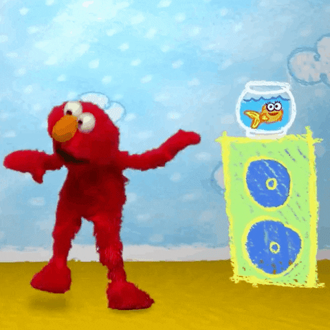 Happy Dancing Elmo With His Fish Pet GIF