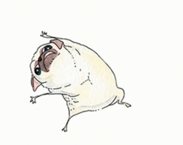 Happy Dancing Pug Cartoon GIF