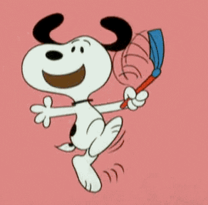 Happy Dancing Snoopy Holding Flag GIF