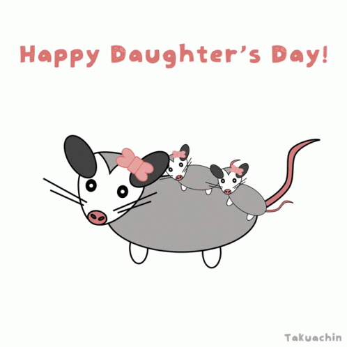 Happy Daughter's Day Card with Cartoon Mouse