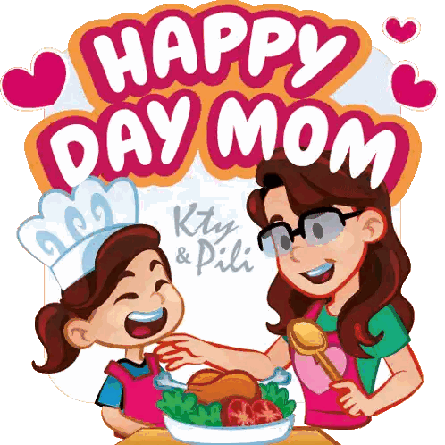 Happy Day Mom Sticker With Woman and Girl