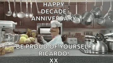 Happy Decade Anniversary Chef with Pots and Pans