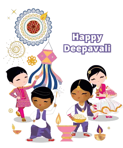 Happy Deepavali Poster With Children