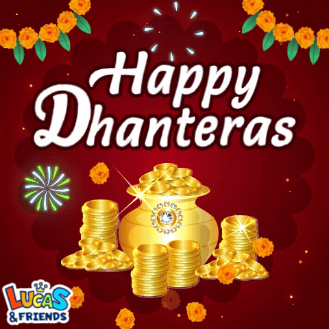 Happy Dhanteras Greeting Card with Pot of Gold