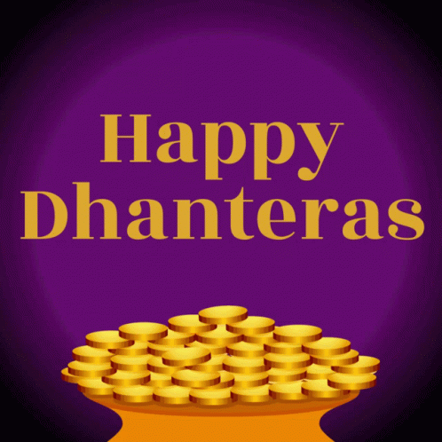 Happy Dhanteras Poster with Pot of Gold Coins