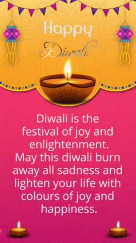 Happy Diwali Greetings Below Oil Lamp GIF
