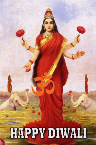 Happy Diwali Red Lakshmi GIF