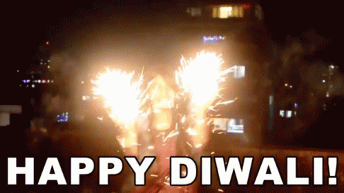 Happy Diwali Girl Waving Sparkles GIF