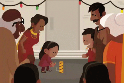 Girl Lighting A Happy Diwali Firework GIF