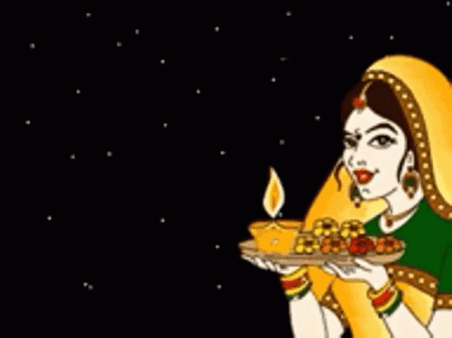Happy Diwali Indian Woman Holding Candle GIF