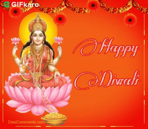 Happy Diwali Lakshmi On A Flower GIF