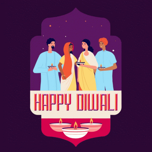 Happy Diwali Four Indian People GIF
