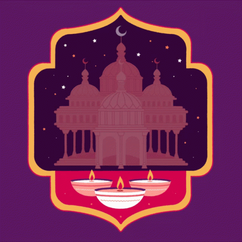 Taj Mahal Behind Happy Diwali GIF