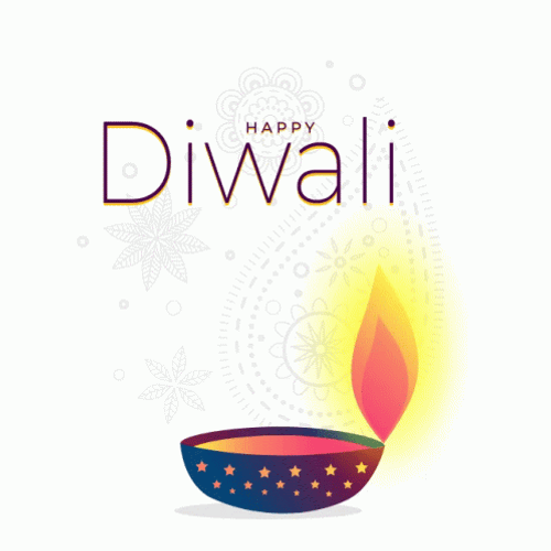 Happy Diwali Above Starry Oil Lamp GIF