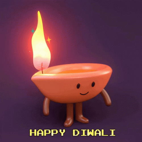 Happy Diwali Animated Candle GIF 